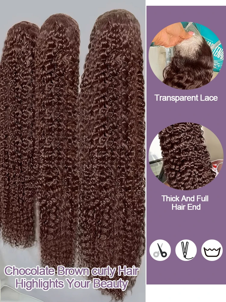 Chocolate Brown Jerry Curly Lace Front Wig 7x5 Gluleless Colored Human Hair Wigs Pre Plucked Deep Wave 13x6 HD Lace Frontal Wig