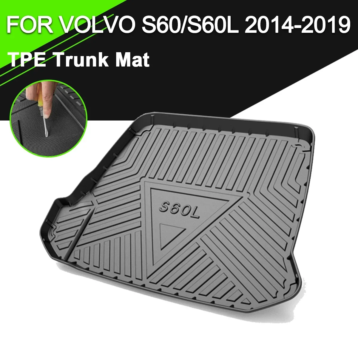 

Car Rear Trunk Cover Mat TPE Waterproof Non-Slip Rubber Cargo Liner Accessories For Volvo S60/S60L 2014-2019