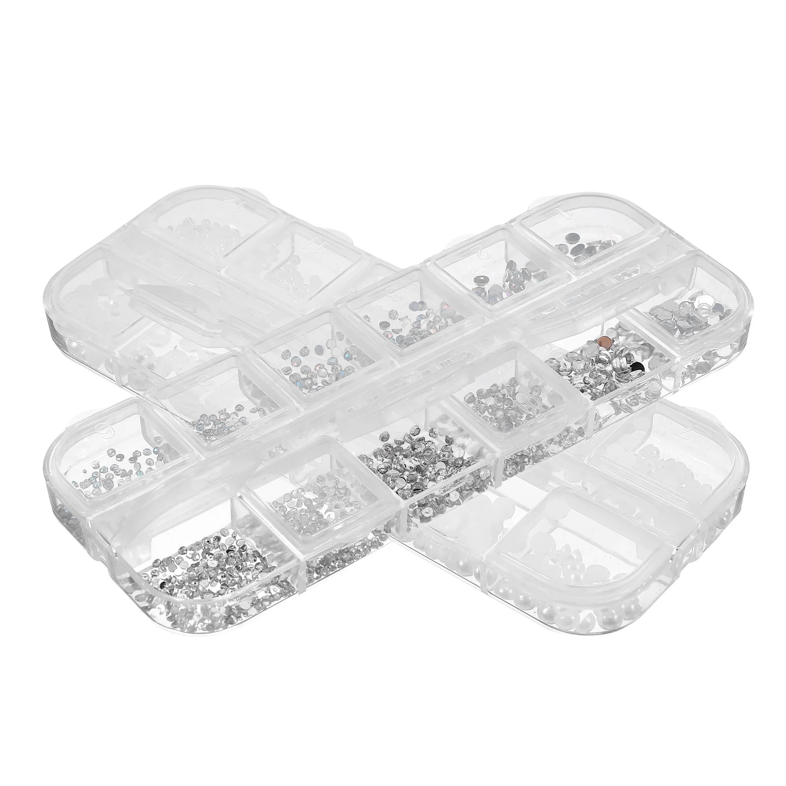 

Pearl Flat Diamond Charms for Fake Nails 2 Boxes Small Decorations Nail Art Supplies Women Manicure Rhinestones