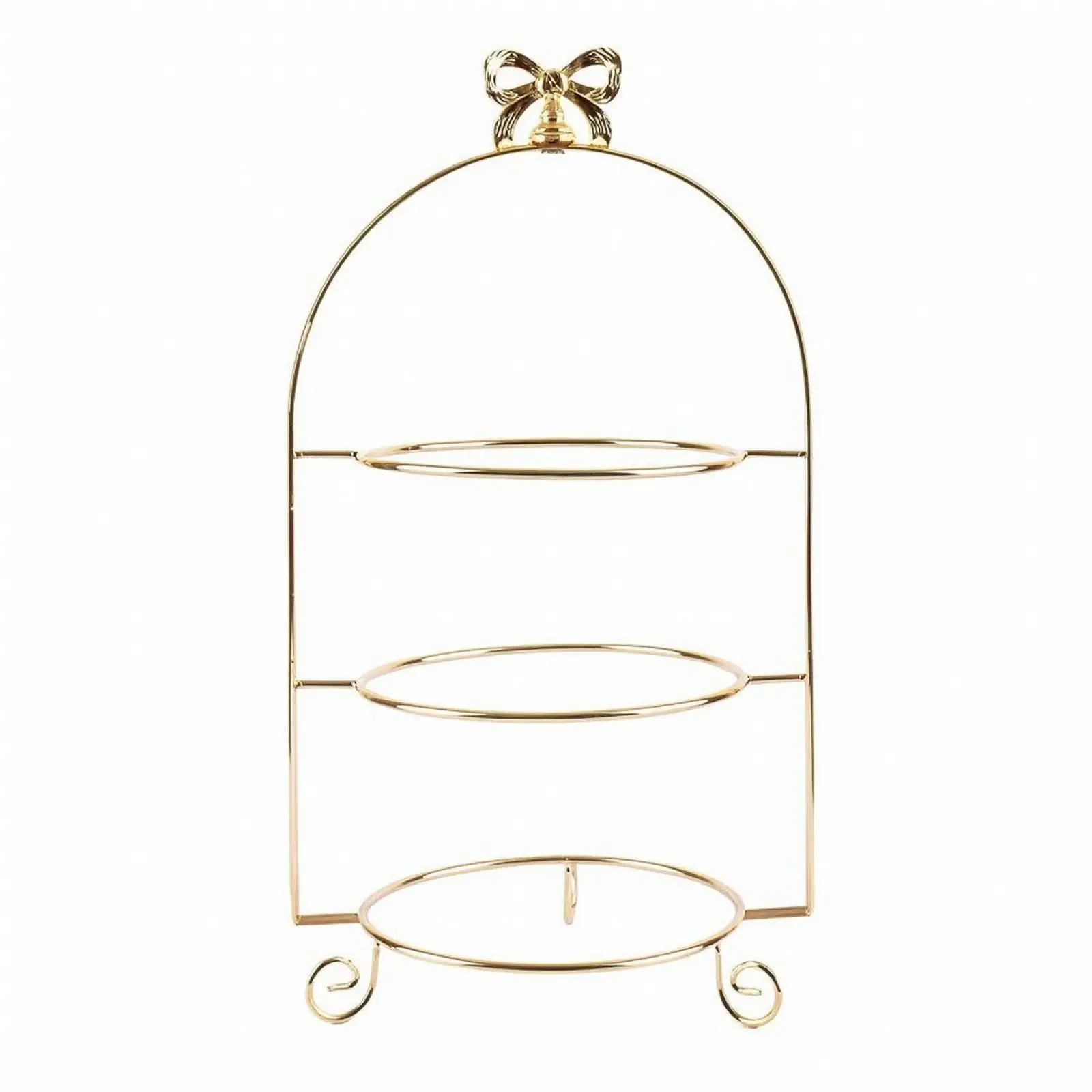 Tiered Cake Display Holder with Polished Metal Base for Wedding Buffet and Bakery Showcase