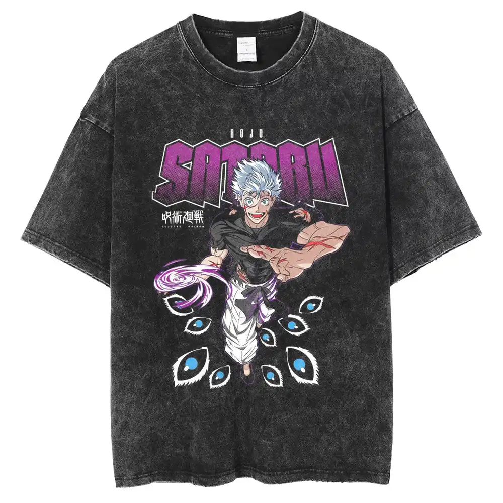 

Hip Hop Men Washed T Shirt Anime Print Oversized Y2k Women Men T Shirt Harajuku Streetwear Cotton Casual Loose Female Male Tees