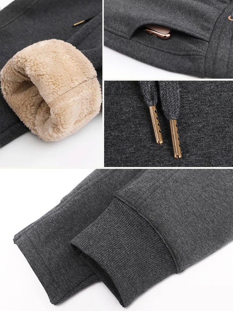 Winter Extra Thick Warm Pants for Women Casual Thermal Lamb Cashmere Sports Trousers with Fleece Black Female Baggy Sweatpants