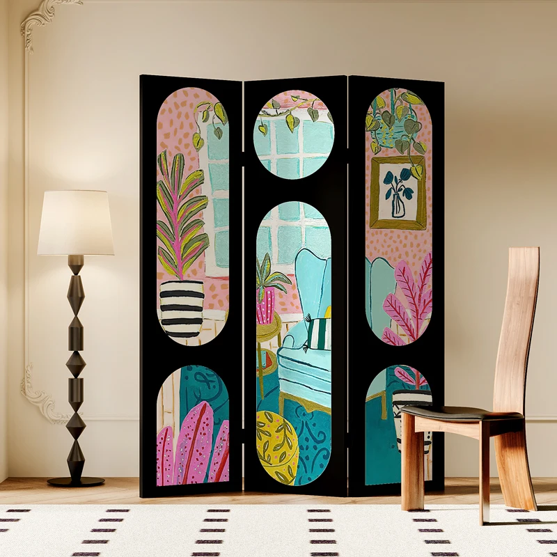 

Dopamine cream screen partition foldable mobile hotel homestay decoration background wall