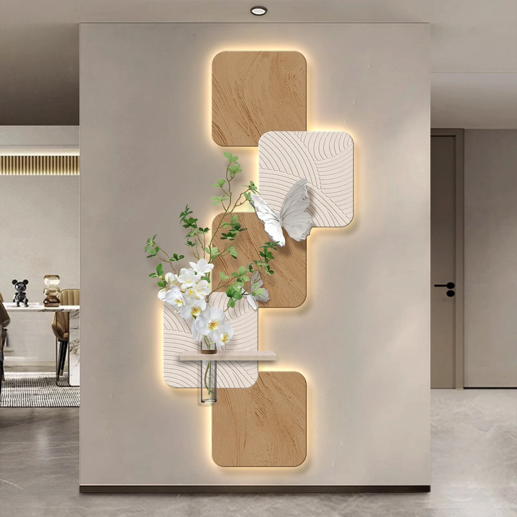 Luxry Sandstone Vase LED Wall Lights For Corridor Living Room Background Hanging Painting Lamps Home Decoration Mural Lighting