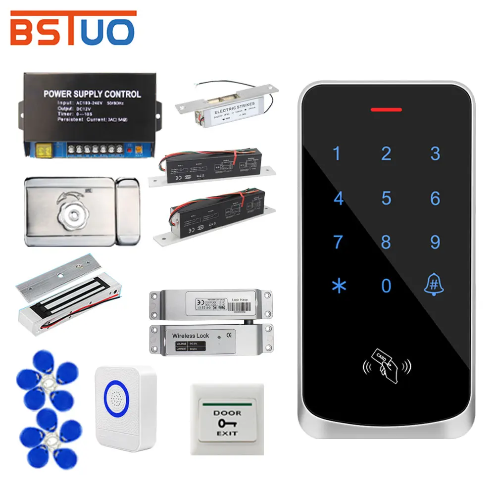 RFID 125khz Access Control Kit Touch Backlight Panel Keypad IP67 Waterproof Outdoor Door Opener Electronic Lock System Package