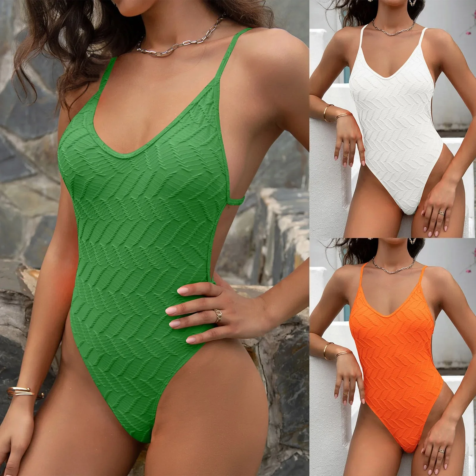Conjuntos de biquíni feminino halter maiô com costas ocas sexy bodysuit crochê micro biquíni