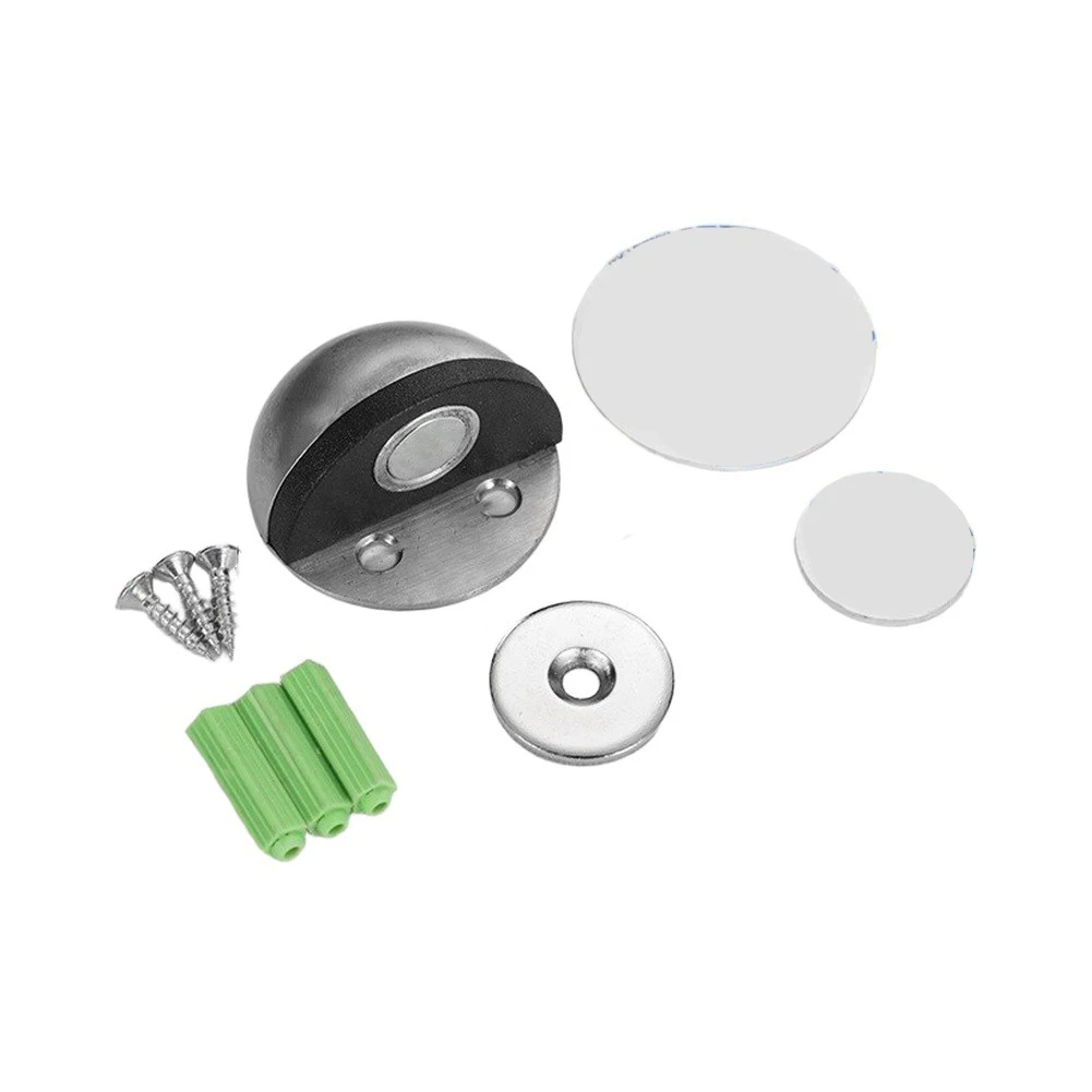 Stainless Steel Magnetic Door Stopper 4 Pack Floor Mounted Door Holder for Living Room Kitchen Bedroom Office 4.5x2.5cm