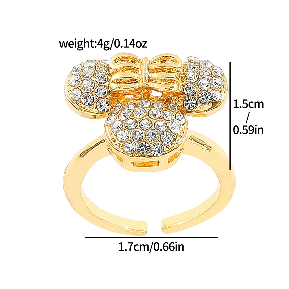 Disney Fashion Cute Minnie Rings Mickey Mouse Adjustable Open Rings For Women Girl Jewelry Accessories Gift