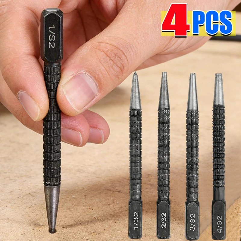 

Набор из 4 автоматических центровочных пробойников с пружинным механизмом для разметки отверстий в металле и дереве, высокопрочные стальные ручные инструменты