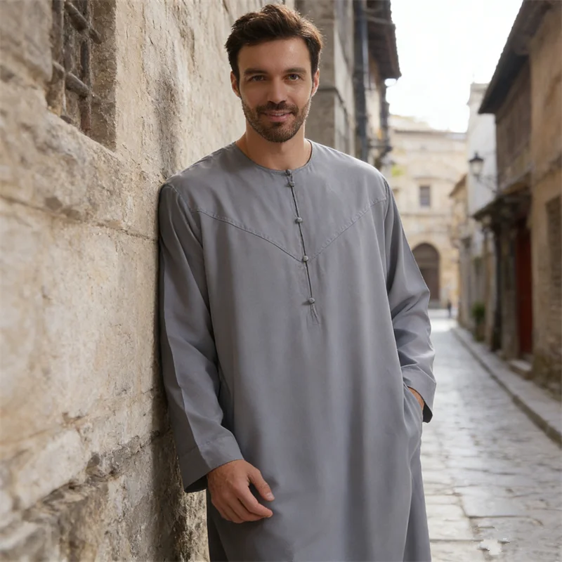 

Мужские мусульманские халаты, одежда для Рамадана, исламская одежда, однотонные марокканские кафтаны, арабские джуббы, тобы, джеллабы, абайи, платья для Ид