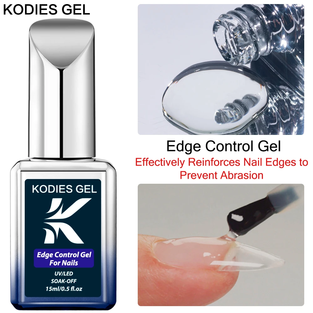 KODIES GEL Nail Edge Control Gel Polish Strong Reinforce Gel Base Coat 15ml Semi Permanent UV Shine Top Coat Manicure Nail Art