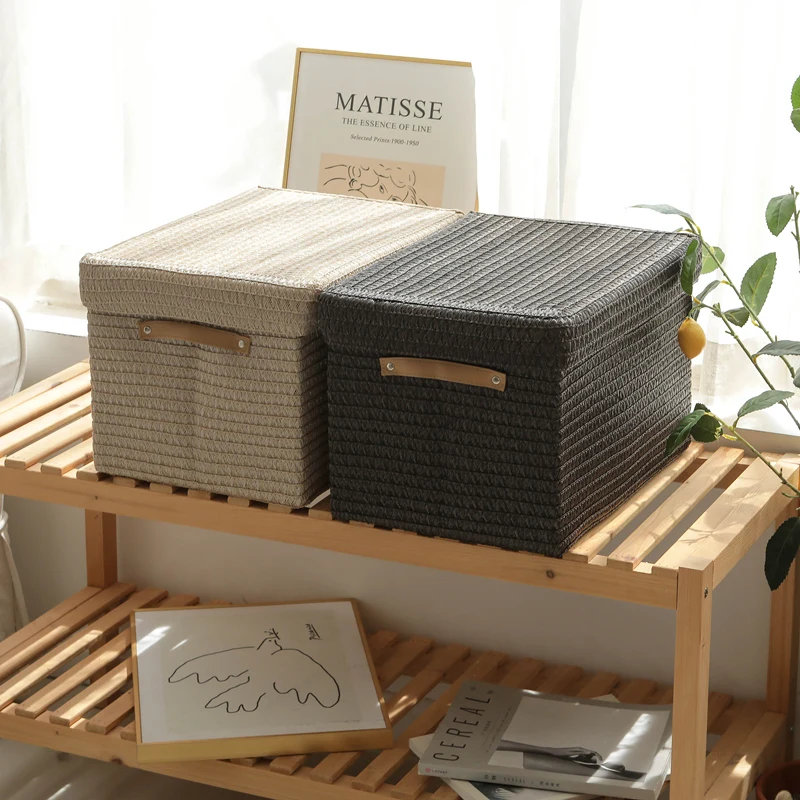 

Большая плетеная корзина для хранения с крышкой, складной органайзер для одежды в спальне, корзина для домашнего использования, коробка для сортировки одежды