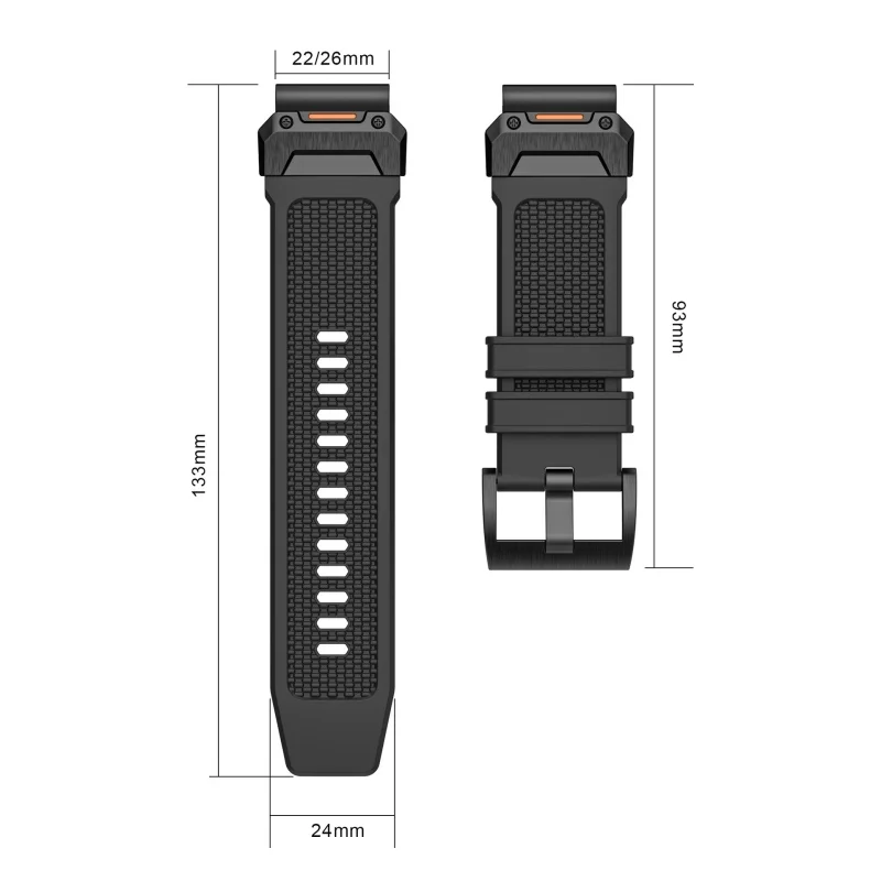 22mm 26mm QuickFit Rubber Watch Band Strap for Garmin Fenix 8 E, Fenix 7/7X/6/6X Pro, Epix 2 Pro, Forerunner 955 945 965