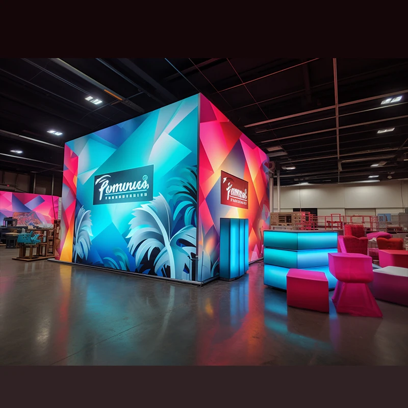 Cabine d'exposition de commerce rétro-éclairée par Led, présentoirs d'émission de commerce, murs d'arrière-plan de stand 20x20