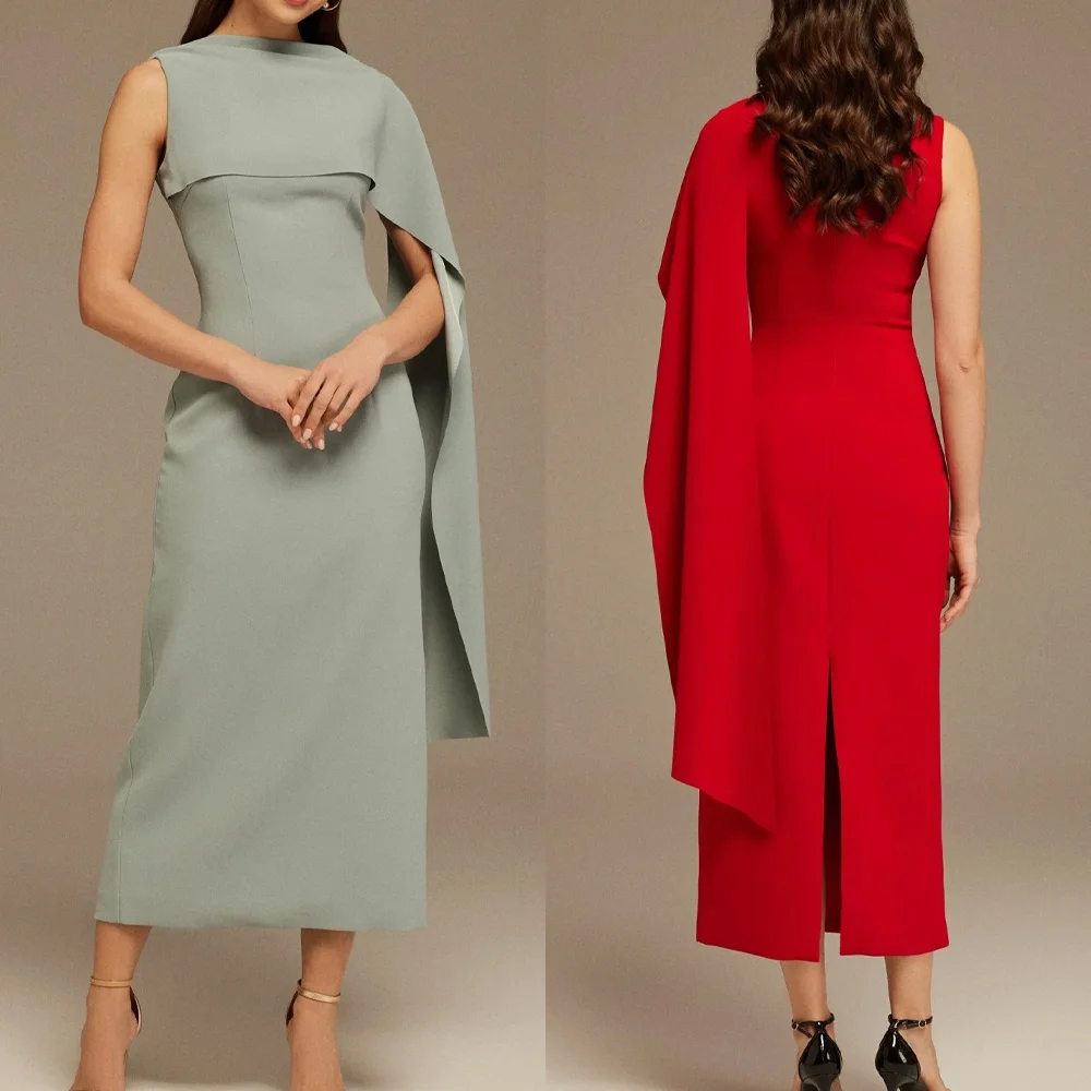 Customized Elegant Asymmetrical Back Draped Maxi Dress Evening Dresses Formal Exquisite High Quality Prom Party Gowns for Women