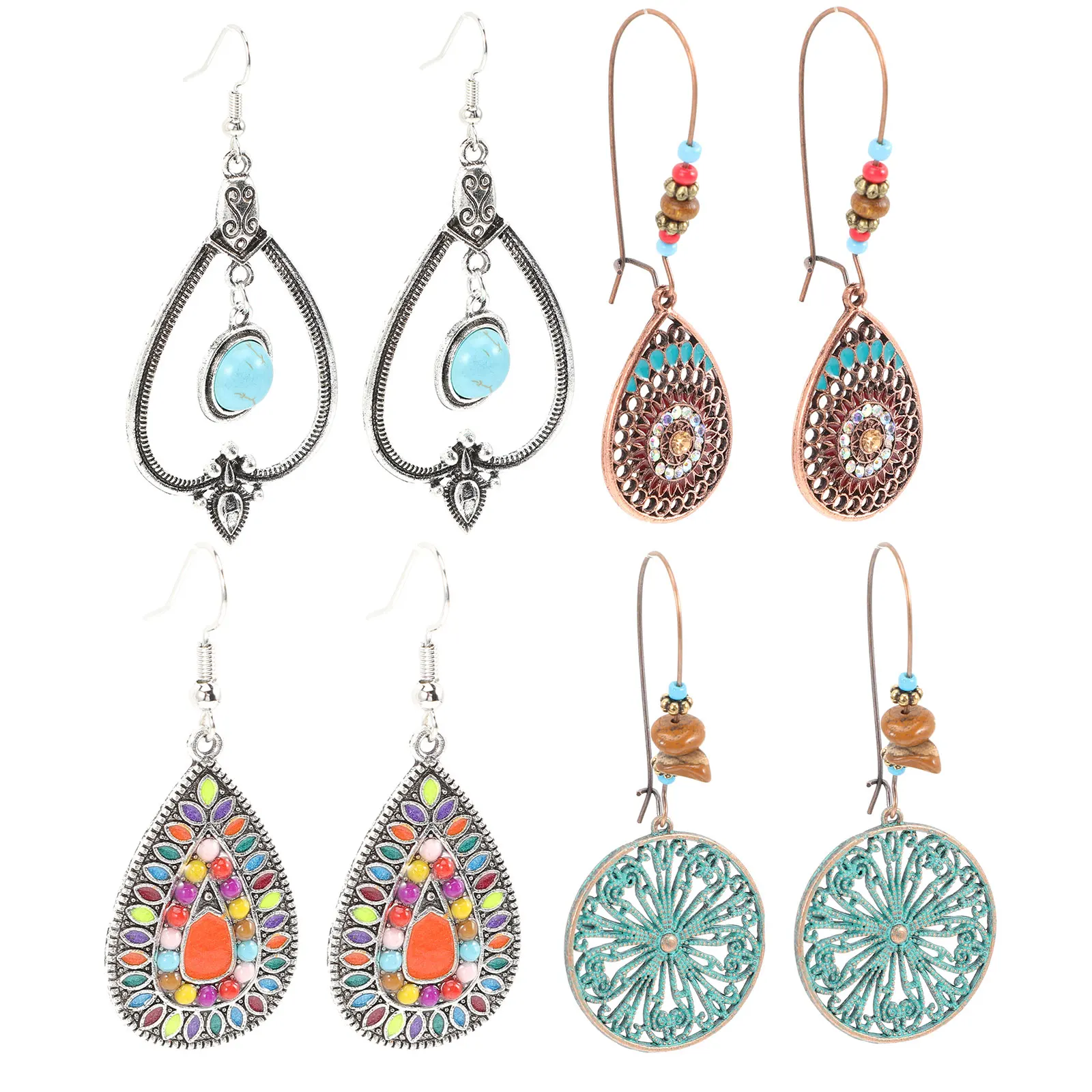 

Turquoise Earrings Vintage Dangle Bohemian Style Ear Dangle for Women Girls Light Weight Fashion Jewelry Party Accessories