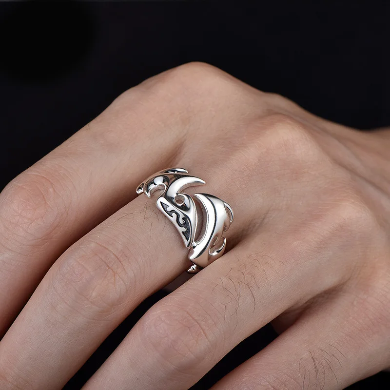 

INS Literary Flame Men's Ring Women's Ring Personalized Retro Hip Hop Opening Fashion Accessories Y2K Couple Party Jewelry Gift