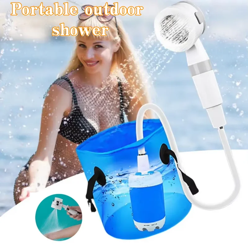 

Outdoor camping, hiking, wireless charging 4000 mAh outdoor shower pump, equipped with water supply device and shower head