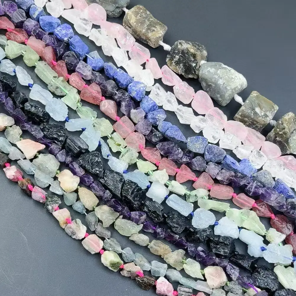 Different Shapes Sizes  Natural Crude Stone Quartz Gemstone  Jewelry Making Spacer Loose DIY Beads 15inch
