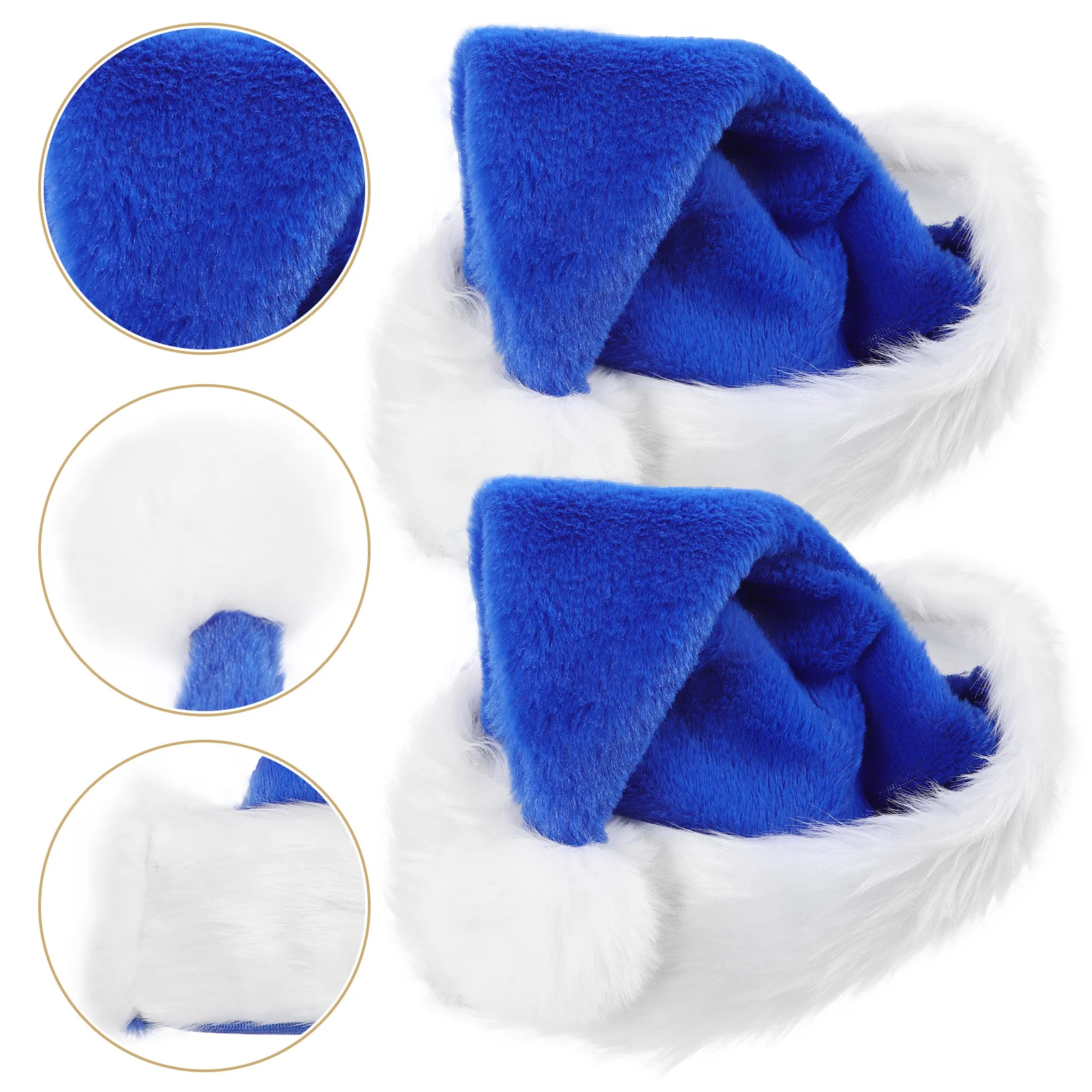 

2Pcs Christmas Hat Soft Fabric Santa Headpiece with White Ball Top Holiday Party Accessory Family Gathering Decoration