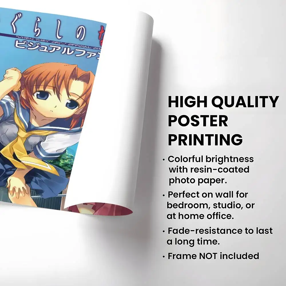 H-Higurashi عندما يبكون أنيمي ملصق جودة عالية طباعة ديكور المنزل جدار الفن جدارية غرفة زخارف للحانات #5