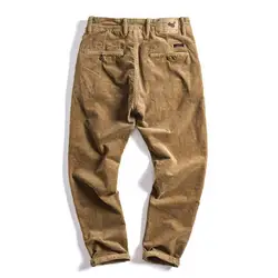 Spring Autumn Fashion Button Zipper Patchwork Straight Pants Man High Street Vintage Casual Loose Corduroy All-match Trousers