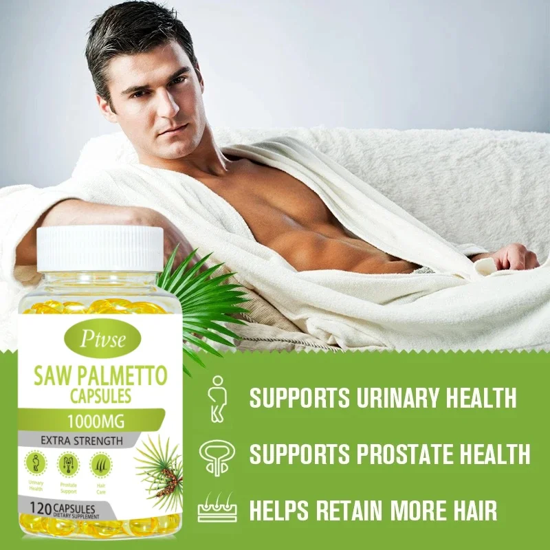 Saw Palmetto Supplement - Promotes Men\'s Prostate Health - Blocks DHT and Prevents Hair Loss Gluten Free Non-GMO 120 Capsules