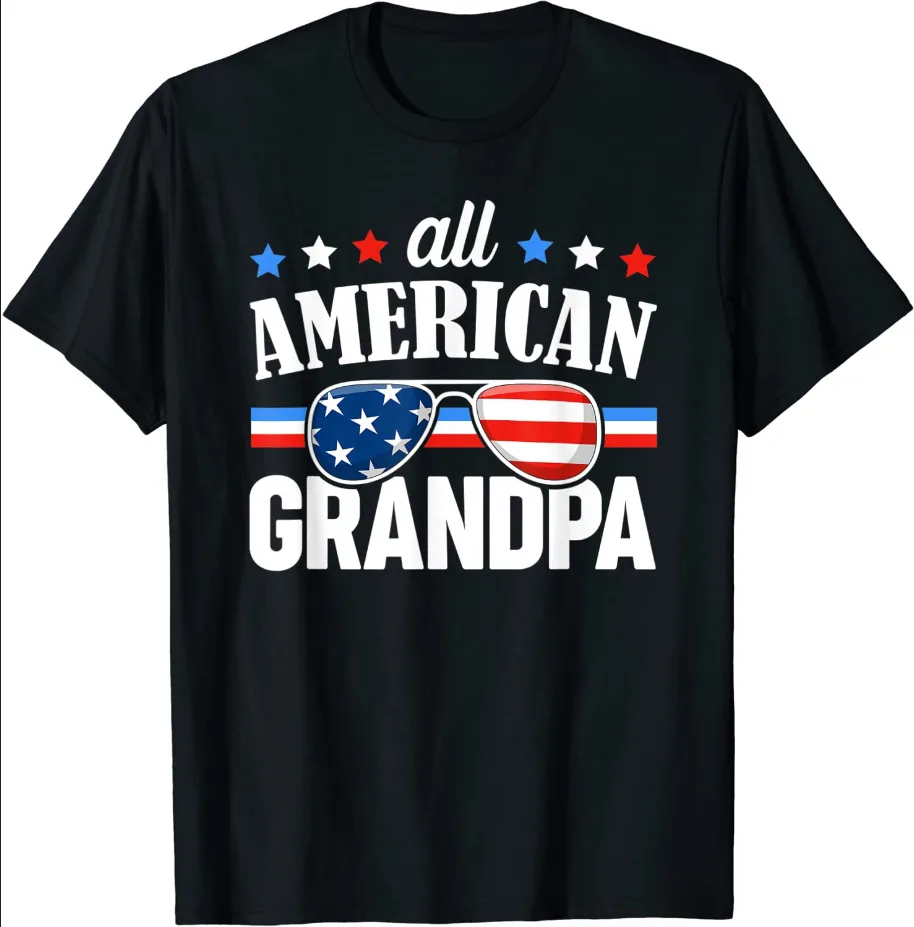 Mens All American Grandpa USA Family Matching Outfit T-Shirt Dad Gift