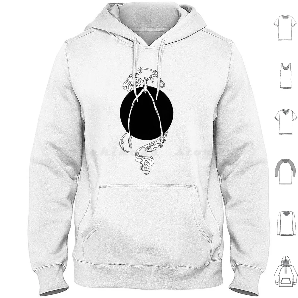 The Happy Bone Hoodie Cotton Long Sleeve Rotten Fantom Black And White Happy Bone Graphic Illustration Nature Death Bird Circle