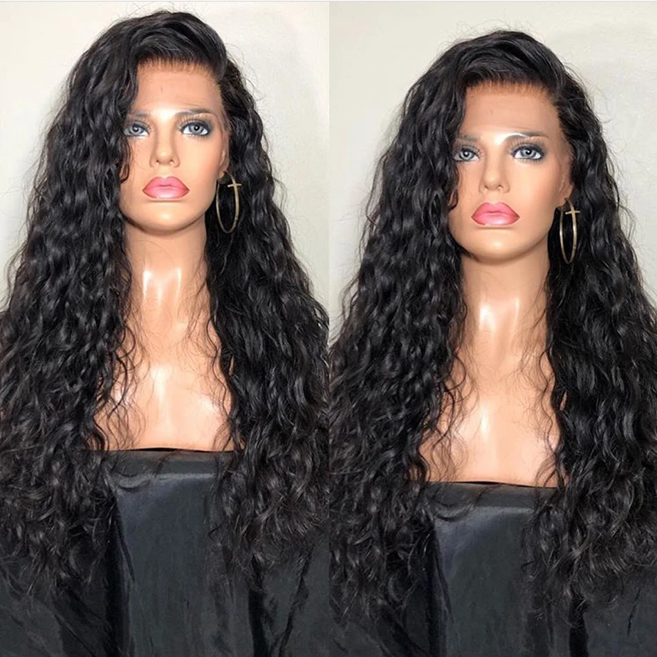 13x6 HD الدانتيل الجبهة خصلات الشعر المستعار الإنسان البرازيلي موجة المياه الرطب ومموج طويل شعر بشري مجعد الدانتيل أمامي خصلات الشعر المستعار الإنسان