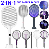 Electric Fly Swatter Rechargeable Mosquito Killer Lamp Bug Zapper Racket Anti Mosquito Swatter Fly Trap Lamp for Indoor Outdoor