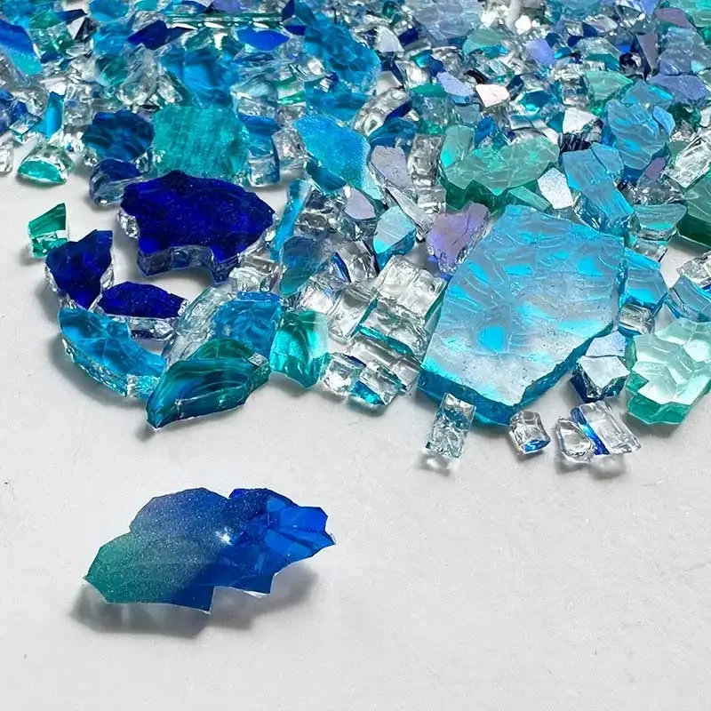 DIY taobao Creative Mosaic 100g Colorful Ice Crack Fragments Crystal Mosaic  Art Colored  Glass Transparent Particles 97