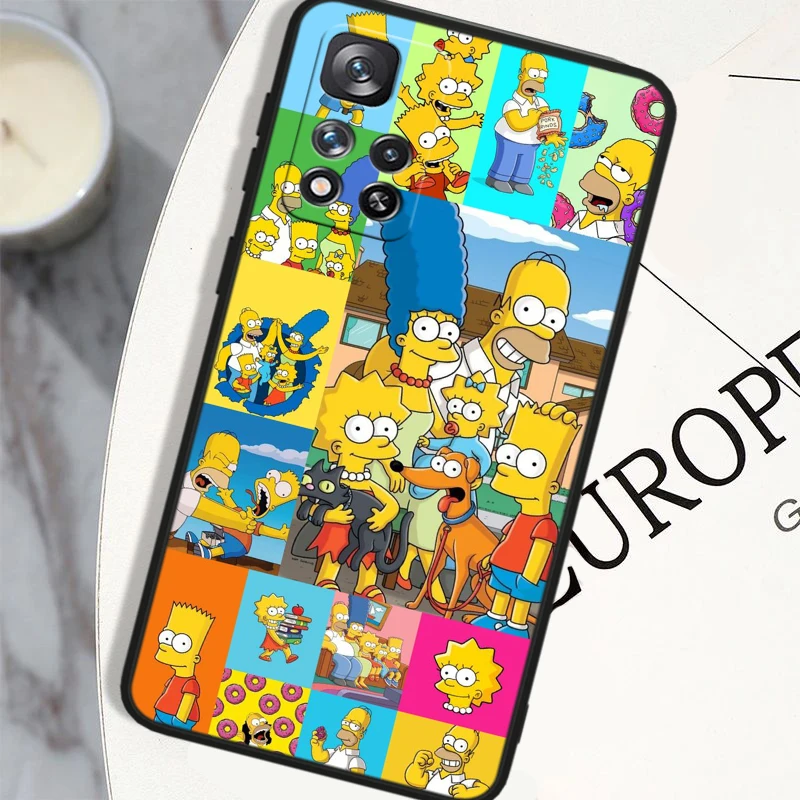 Disney t-the simpsons casing ponsel hitam, sarung pelindung lembut Capa untuk Xiaomi Redmi Note 13 12 11 10 9 Pro Plus S T Max E 4G 5G Funda Shell