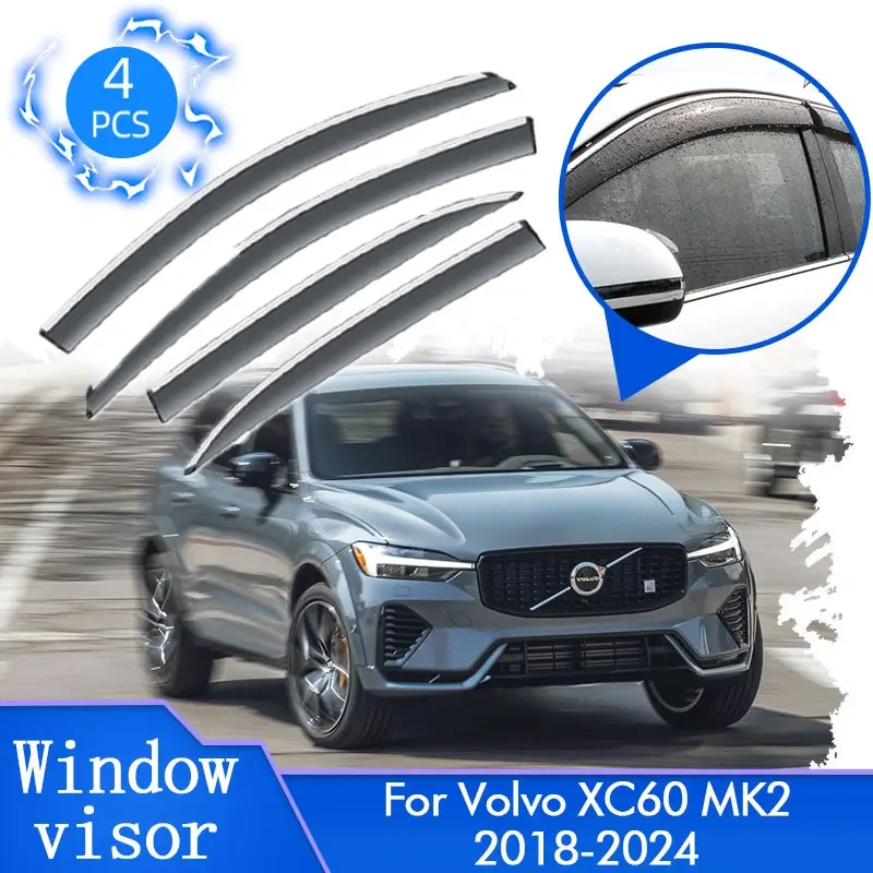 

For Volvo XC60 MK2 2018 2019 2020 2021 2022 2023 2024 Window Visor Deflector Guard Cover Trim Protector Windshield Accessories