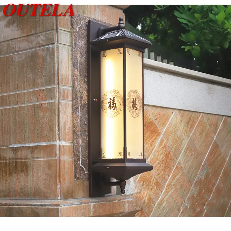 

OUTELA Solar Wall Lamp Outdoor Creativity Chinese Sconce Light LED Waterproof IP65 for Home Villa Porch Courtyard