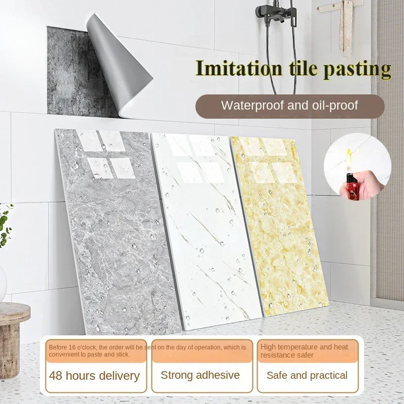 Wallpaper self-adhesive waterproof and moisture-proof bathroom  background wall decoration imitation ceramic tile sticker