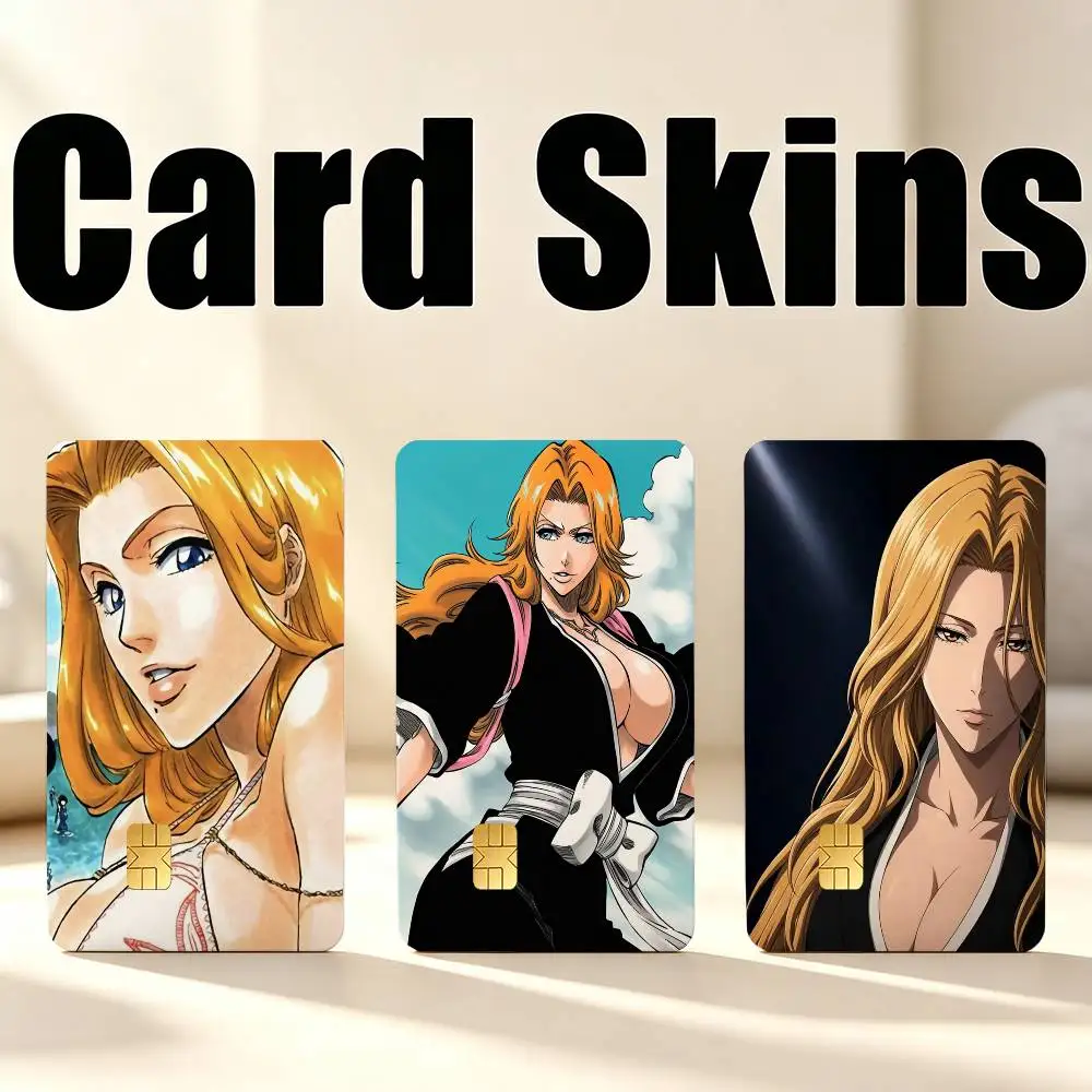 R-Rangiku Matsumoto B-BLEACH  1Set 4Pcs Card Skin Stickers, Waterproof Decorative Film for Credit Debit Bank Bus IC Cards