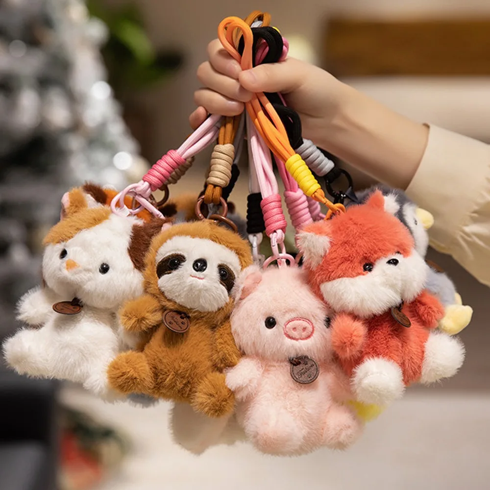 لطيف 12 سنتيمتر قلادة الدمى يجلس الحيوانات الباندا كابيبارا القط لينة المفاتيح لعبة هدية #3