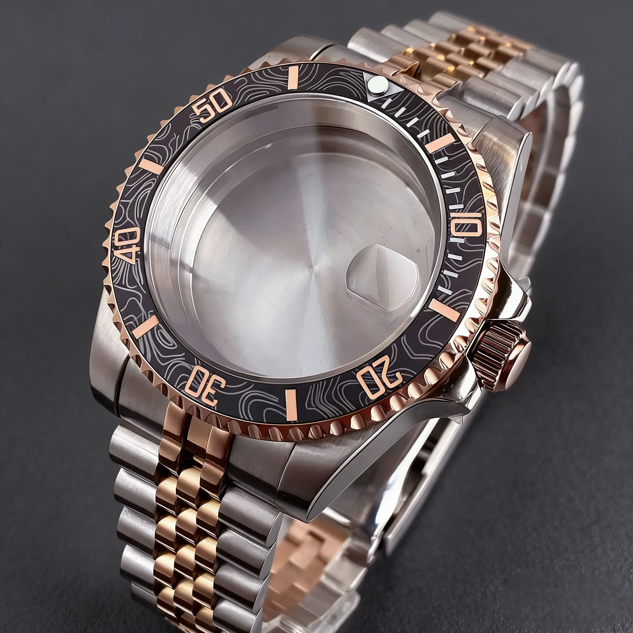 

NH35 Tandorio Two-tone 40mm Sapphire Glass Watch Case 20BAR Fit NH34 NH35 ETA2824 PT5000 Miyota8215 Movement Men's Watch Parts