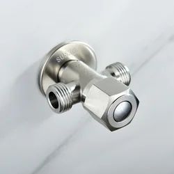 Stainless Steel Bathroom Quick Opening Triangle Valve Two Way Angle Valve G1/2 Thread Water Inlet for Faucet Accessories