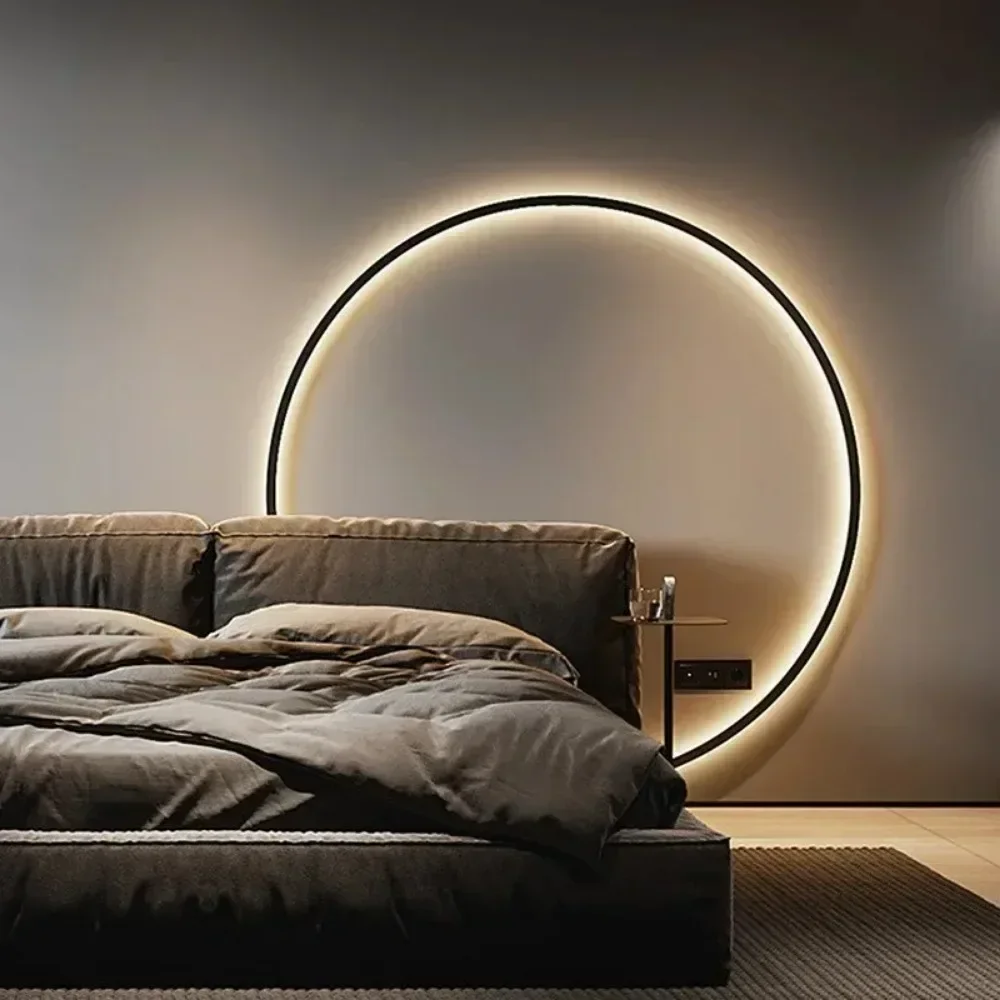 

Modern LED Wall Lamps Bedroom Living Room Home Design Nordic Round Ring Indoor with USB Plug Wall Sconce Light Fixture