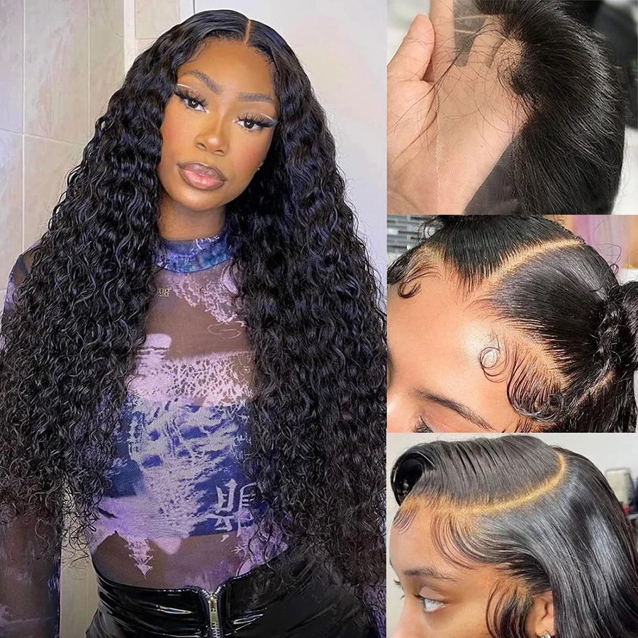 Human Hair Hd Transparent Lace Frontal Wig Bling Brazilian Deep Wave Human Hair Wigs 100% Brazilian Lace Frontal Wig