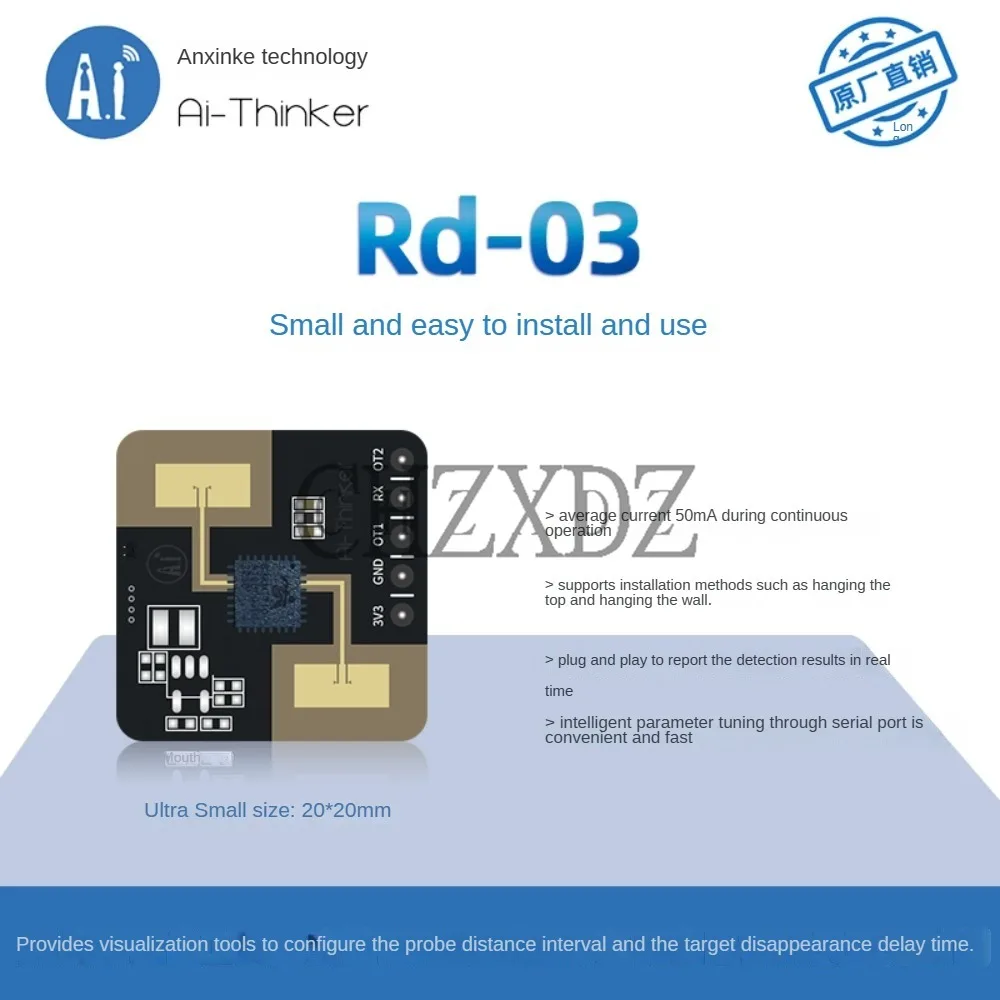 Módulo de Sensor de Radar 24G, detección de micromovimiento de cuerpo humano, Rd-03, PCB, antena integrada