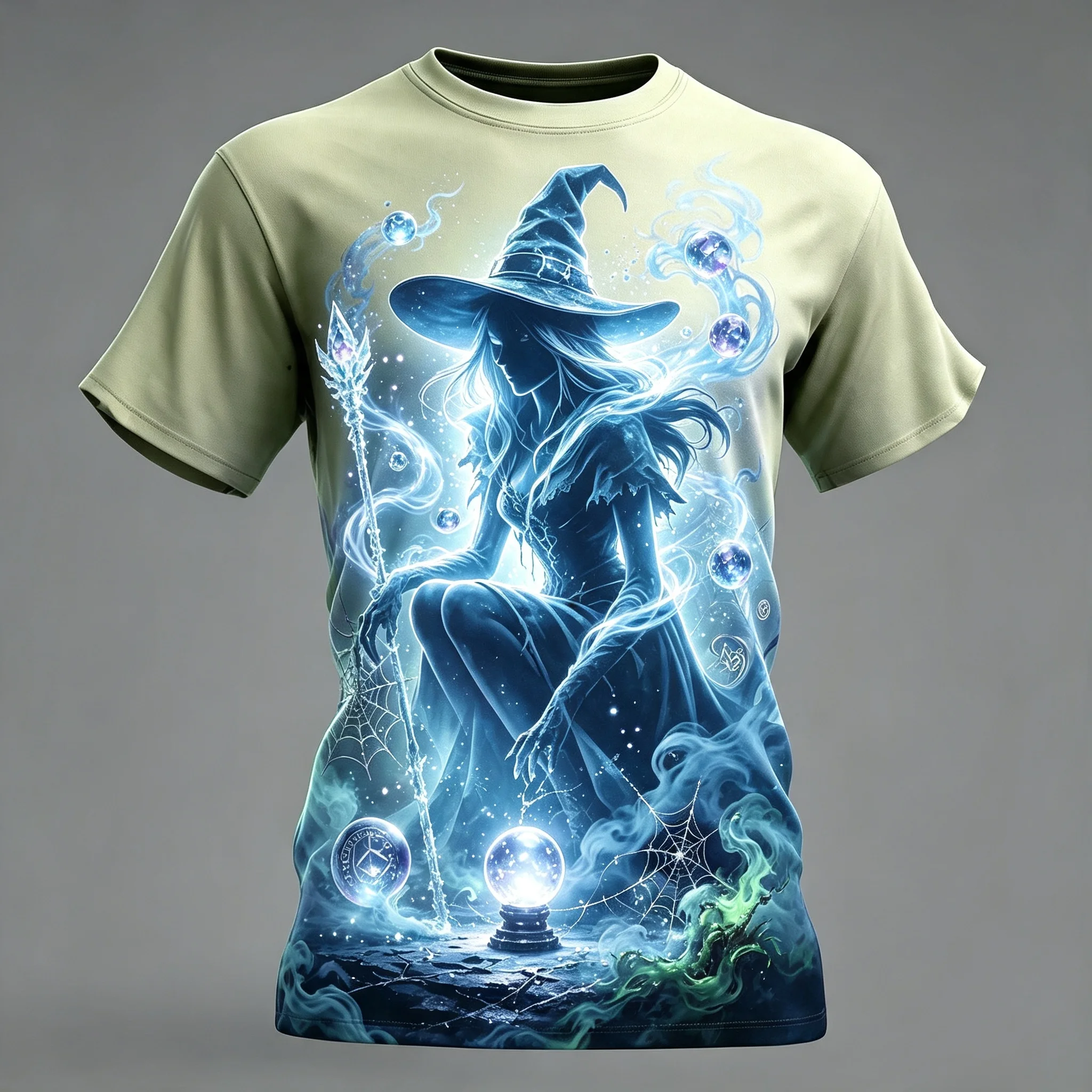 Funny Witch Printed Halloween Men's T Shirts Casual O-neck Short Sleeve Tees Street Trend y2k Pullover Fashion Oversized T-shirt