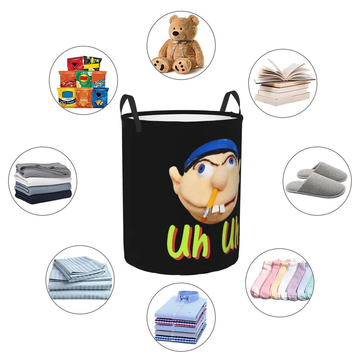 Jeffy I Hate Green Beans Folding Laundry Baskets Dirty Clothes Toys Storage Basket Home Organizer Hamper