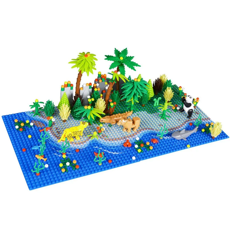Kinderspielsets 32x32 Modulare Bausteine mit Insel, Wüste, Grasland, Fluss und Anderen Thematischen Szenenkomponenten
