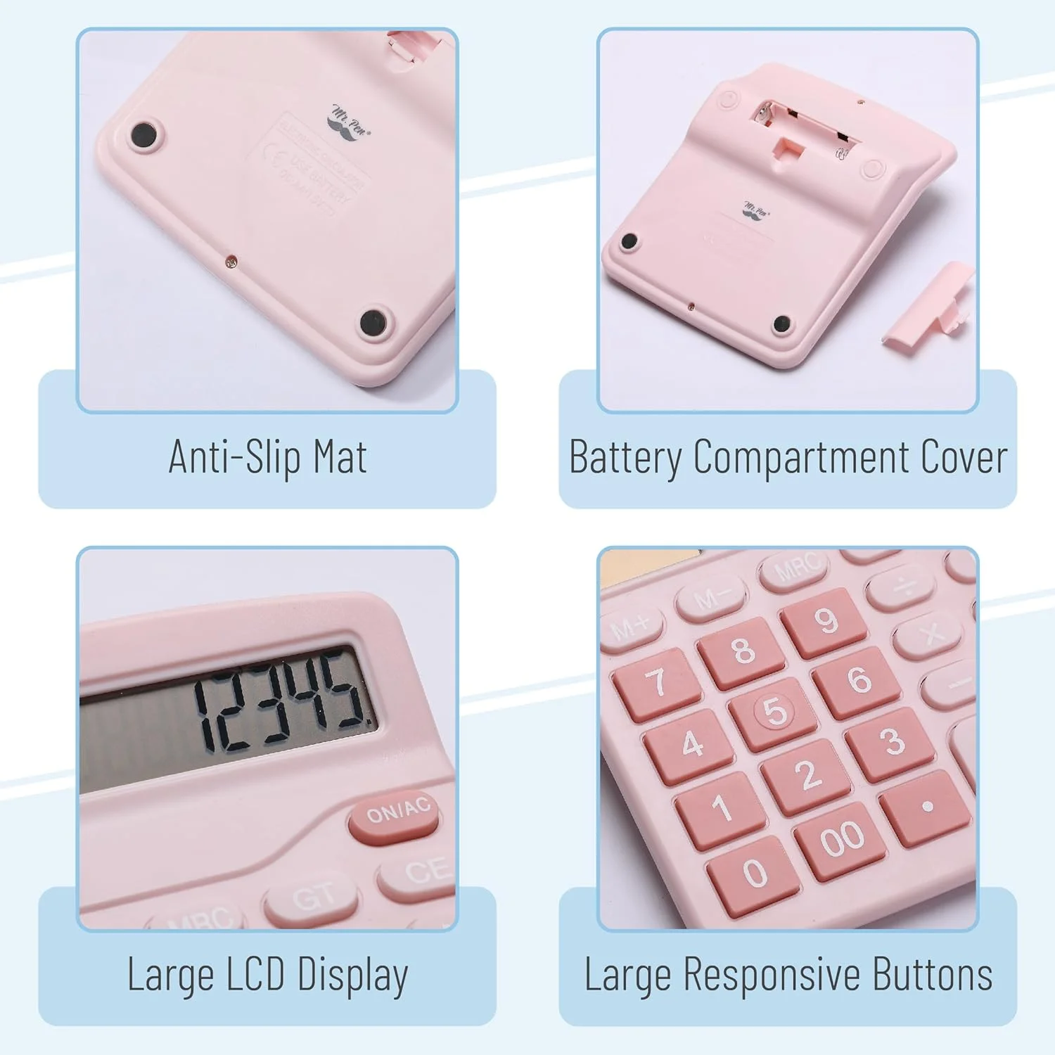 Desktop Calculator with Big Buttons, Dual Power Source, Solar and Battery, Large Display Screen for Office, Teachers, students