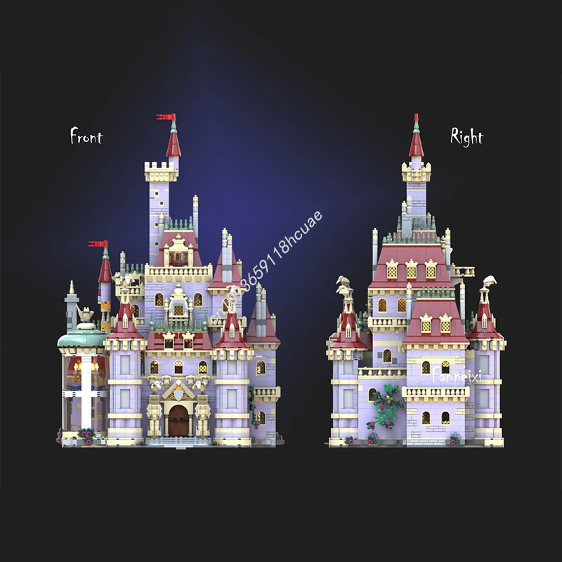 6237 قطعة MOC Beautyes الوحش القلعة ديزنيينغ نموذج ألعاب مكعبات البناء العمارة عيد ميلاد الاطفال فكرة الإبداعية هدايا عيد الميلاد #4