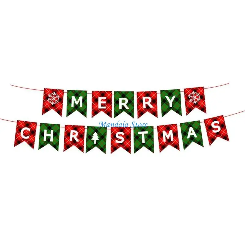U2JC for 3M Merry Christmas Flag for Banner Cartoon Santa Swedish Tomte Gnomes Hanging Paper Bunting Garland Xmas Party Decor