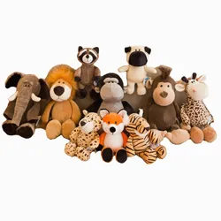 Jungle Animal Stuffed Toys Forest Animals Soft Plush Dog Zebra Elephant Lion Fox Giraffe Kid Playmate Doll Christmas Gifts